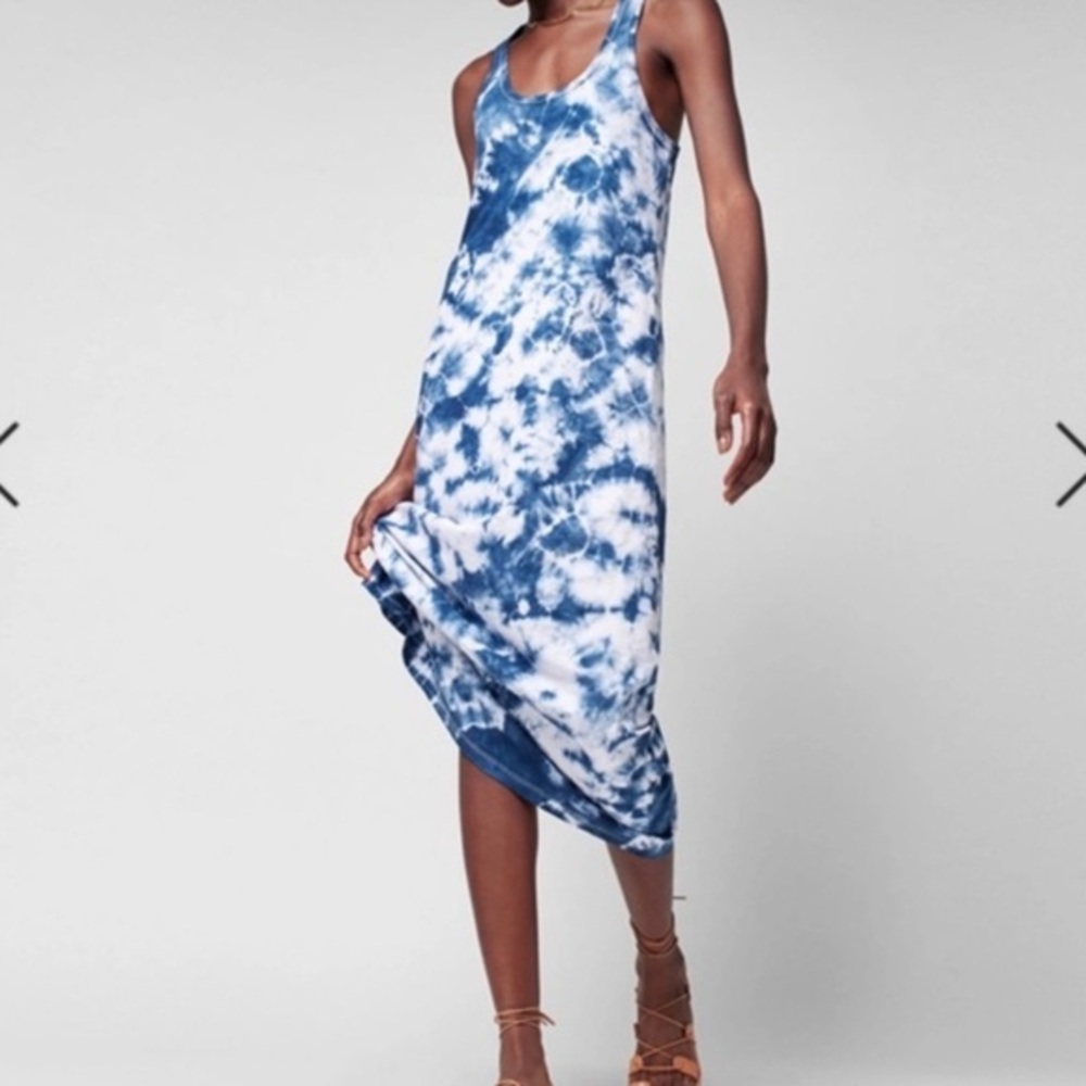 FAHERTY Blue Midi Delphina Dress In‎ Sunwashed Tie Dye Sleeveless Size Small